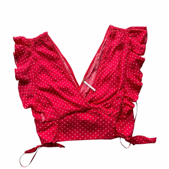 Free People Red polka a dot  Halter Top S - Picture 2 of 3